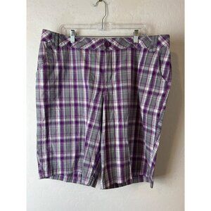 Lane Bryant Sz 20 Plaid Bermuda Shorts Purple Grey Plaid